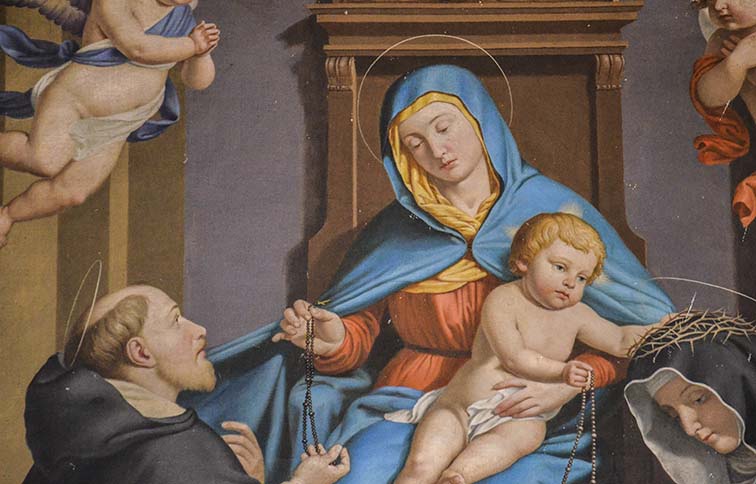 dipinto della madonna col bambino in bracci